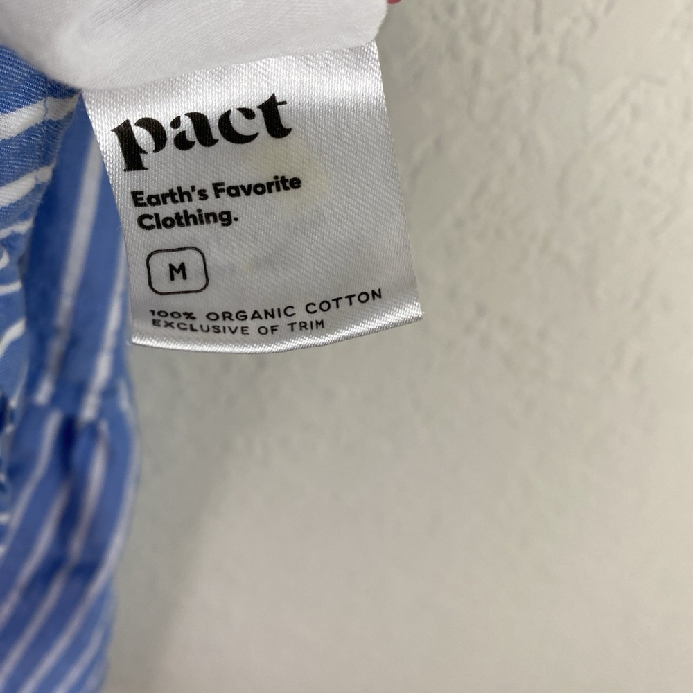 Pact Size M Easy Sunset Cami Dress Blue Striped Coastal Organic Cotton Tiered - Picture 10 of 10